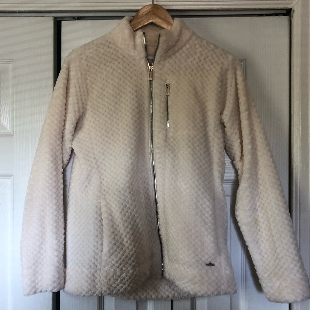 White plush Calvin Klein full zip up